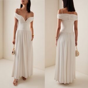 SIMKHAI Amarantha Draped Jersey Maxi Dress White NEW with tags